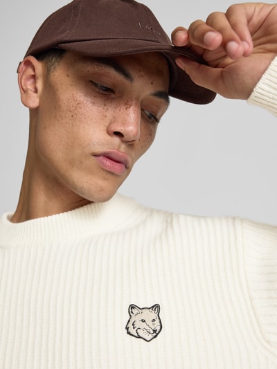 MAISON KITSUNÉ Pullover mit Label-Stitching Sand 3