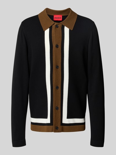 HUGO Kurtka z dzianiny o kroju relaxed fit z dodatkiem wełny model ‘SPLON’ Czarny 2