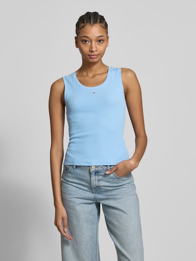 Tommy Jeans Tanktop met boothals, model 'ESSENTIALS' Lichtblauw - 4