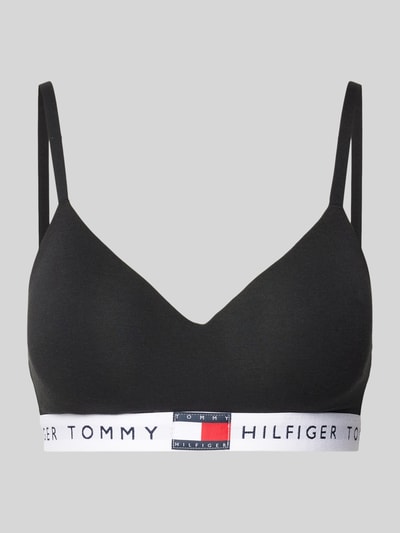 TOMMY HILFIGER Push-up-Bralette aus Baumwoll-Mix mit elastischem Label-Bund Modell 'HERITAGE' Black 1