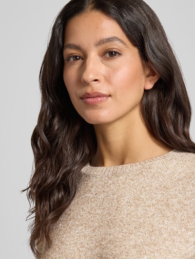 Vero Moda Flatteuze gebreide jurk met ronde hals, model 'DOFFY' Zand - 3