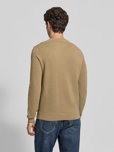 LERROS Regular Fit Strickpullover aus reiner Baumwolle mit Label-Detail Rot 5