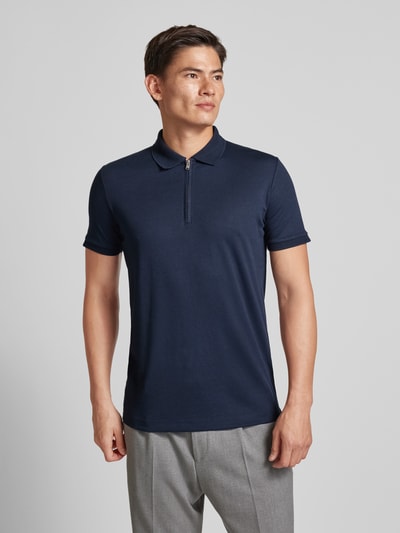 SELECTED HOMME Poloshirt met korte ritssluiting, model 'FAVE' Marineblauw - 4