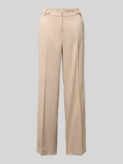 Productfoto, Hose mit Bügelfalten und Eingrifftaschen van More & More in beige, materiaalmix met viscose, regular fit, persplooien, steekzakken, paspelzakken achter, bandwijdte maat 36 38 cm, binnenbeenlengte maat 36 79 cm.