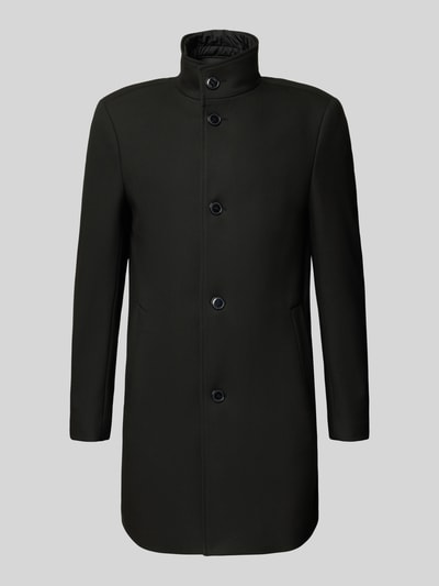 BOSS Slim fit lange jas met structuurmotief, model 'HYDE' Zwart - 2