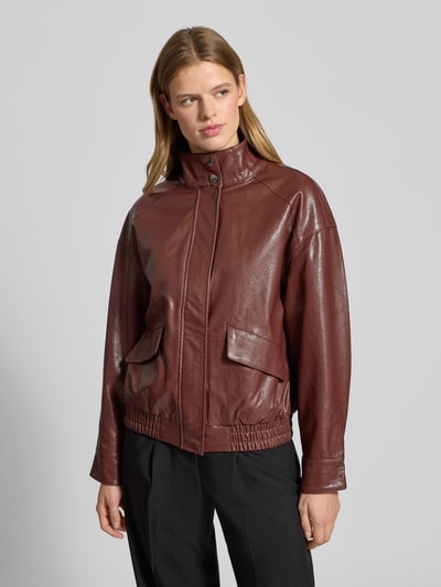 Only Regular Fit Jacke in Lederoptik aus Viskose-Mix Modell 'JULIA' Dunkelbraun 4