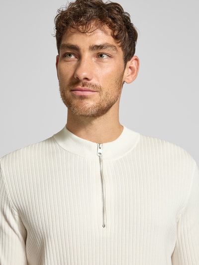 Cinque Gebreid shirt met ritssluiting, model 'Phil' Wit - 3