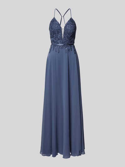 V.M. Abendkleid mit Häkelspitze Hellblau 2