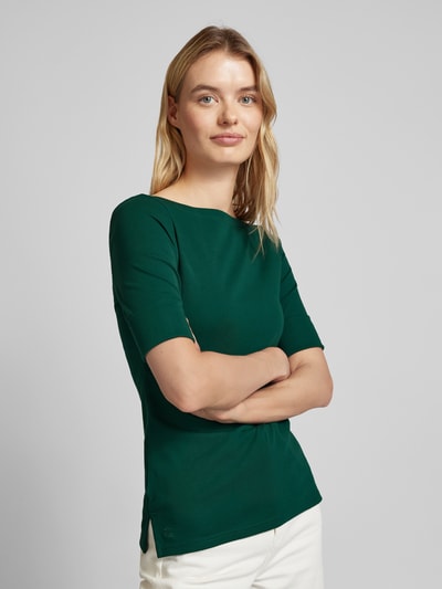 Lauren Ralph Lauren T-shirt met boothals, model 'JUDY' Donkergroen - 3