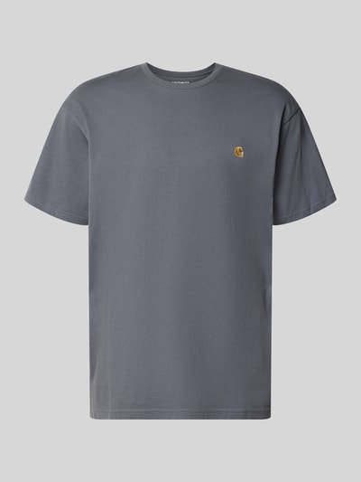 Produktfoto, T-Shirt mit Label-Stitching und Rundhalsausschnitt von Carhartt Work In Progress in Grau, reine Baumwolle, Regular Fit, glatte Textur