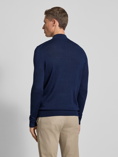 Christian Berg Men Sweter z dzianiny z mieszanki wełny merino ze stójką Ciemnoniebieski melanż 5