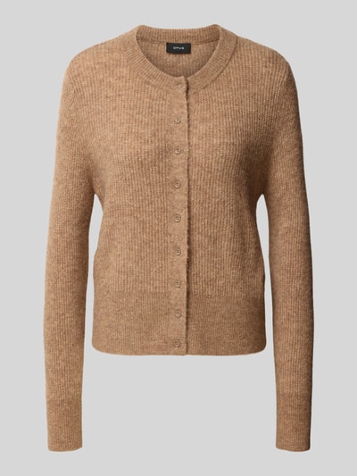 OPUS Strickjacke aus Alpaka mit Rippstrick Taupe 1