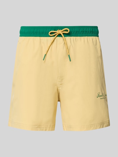 JACK & JONES Badeshorts mit Gesäßtasche Modell 'MAUI' GELB 1
