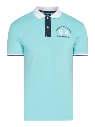 La Martina Koszulka polo o kroju slim fit z wyhaftowanym logo  Turkusowy 2