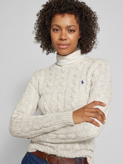 Polo Ralph Lauren Gebreide pullover met kabelpatroon, model 'RAGG JULIE' Beige gemêleerd - 3