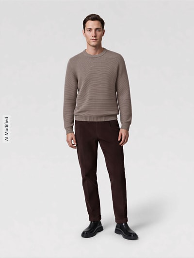 Marc O'Polo DENIM regular fit pullover van puur katoen Taupe - 1