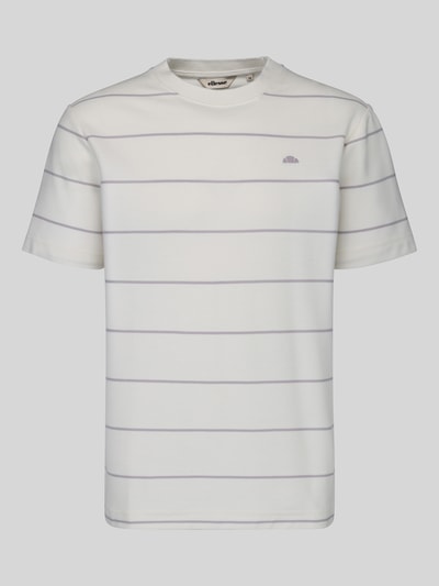 Produktfoto, T-Shirt mit Label-Stitching Modell 'VERRI' von ellesse, Weiß mit feinen Streifen, Baumwoll-Mix, Regular Fit, Rundhalsausschnitt