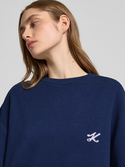 Karo Kauer Oversized Strickpullover mit Label-Stitching Marine 3