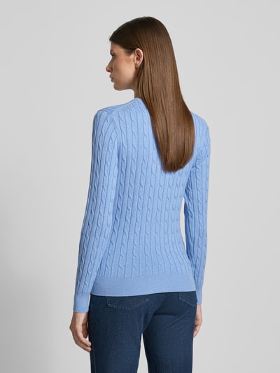 Gant Pullover mit Zopfmuster und Logo-Stitching Hellblau 5