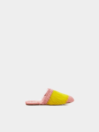 Marni Pantolette mit Fell Rosa 6