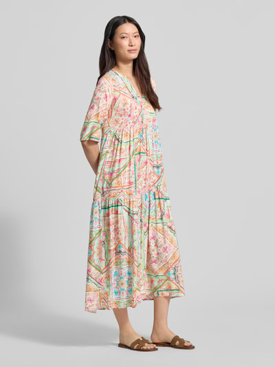 Emily Van den Bergh Maxikleid aus Viskose mit V-Ausschnitt Pink 1