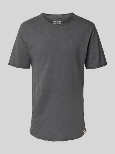 Produktfoto, Regular Fit T-Shirt aus reiner Baumwolle Modell 'Benne' von Only & Sons, Optik: Unifarben, Melange, Jersey-Textur, Farbe Grau