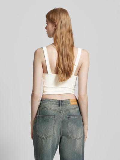 Only Crop Top in unifarbenem Design Modell 'LEA' Offwhite 5