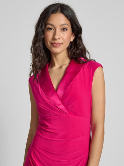 Adrianna Papell Knielange cocktailjurk met reverskraag Felroze - 3