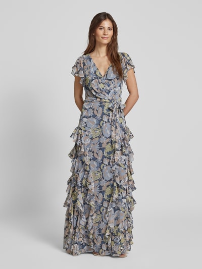 Lauren Ralph Lauren Abendkleid mit Bindegürtel Modell 'KIMBINELL' Bleu 4