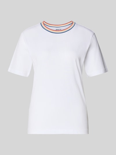 Produktfoto, T-Shirt aus reiner Bio-Baumwolle von Jake*s Casual, biały, prosty krój, okrągły dekolt, krótki rękaw, długość 59 cm w rozmiarze S
