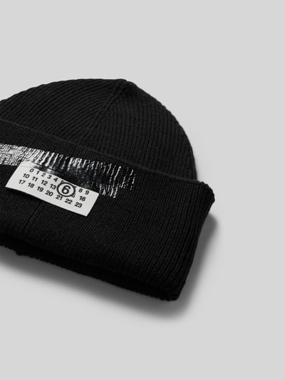MM6 Maison Margiela Beanie aus Woll-Mix mit Logo-Patch Black 3