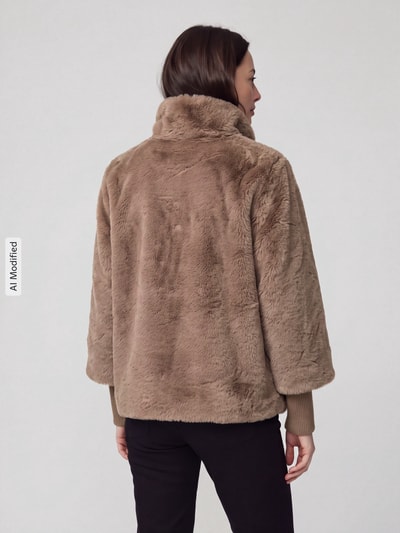 s.Oliver BLACK LABEL Imitatiebontjack met hoge opstaande kraag Cognac - 5