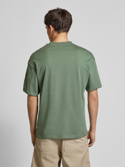 Jack & Jones T-shirt z prążkowanym, okrągłym dekoltem model ‘BRADLEY’ Butelkowy zielony 5