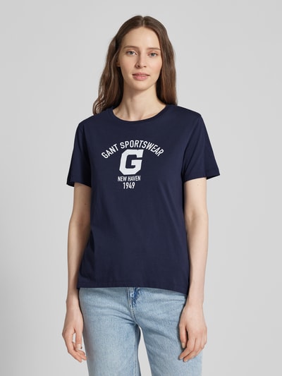 Gant T-shirt z nadrukiem z logo Granatowy 4