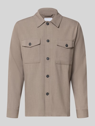 Produktfoto, Relaxed Fit Hemdjacke mit Kentkragen und Brusttaschen von Lindbergh in Beige, Knopfleiste, Viskose-Mix, gerade Form