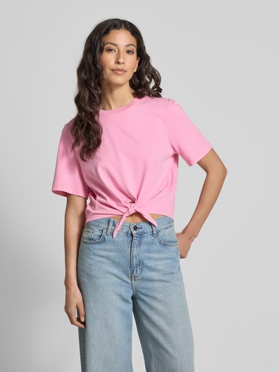 Rich & Royal Kort T-shirt met knoopdetail Felroze - 4