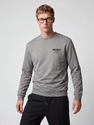 HUGO Blue Regular Fit Sweatshirt aus reiner Baumwolle Modell 'Nespon' Mittelgrau 4