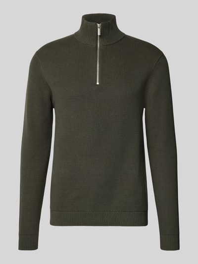 SELECTED HOMME Regular Fit Troyer aus reiner Baumwolle Modell 'DANE' Oliv 2