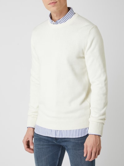 Christian Berg Men Pullover aus Baumwoll-Woll-Mix Offwhite 4