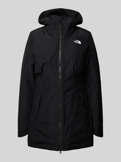 The North Face Gewatteerde lange jas met labelprint, model 'Hikesteller' Zwart - 1