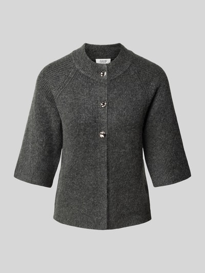 Produktfoto, Cardigan mit 1/2-Arm Modell 'OTAJA' von b.young in Dunkelgrau, Woll-Mix, Regular Fit, Rundhalsausschnitt, Knopfverschluss, strukturierte Oberfläche