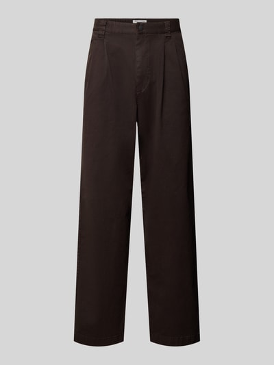 Productfoto, donkerbruine rechte Barrel Fit broek uit katoenmix met gladde textuur, Barrel Fit Hose aus Baumwoll-Mix van Marc O'Polo, Heren recht broek, denim