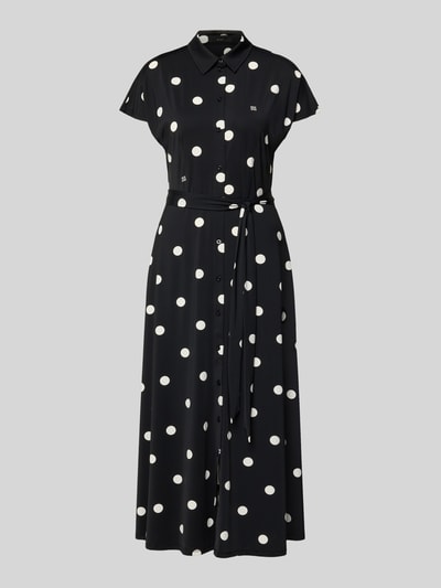 Oui Hemdblusenkleid im Allover-Look mit Bindegürtel Black 1
