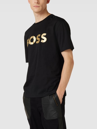 BOSS Green T-shirt met labelprint Zwart - 4