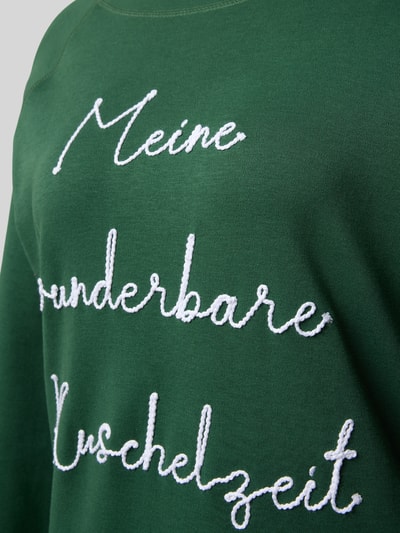 LOUIS & LOUISA Regular fit nachthemd met statementstitching, model 'Kuschelig' Groen - 2