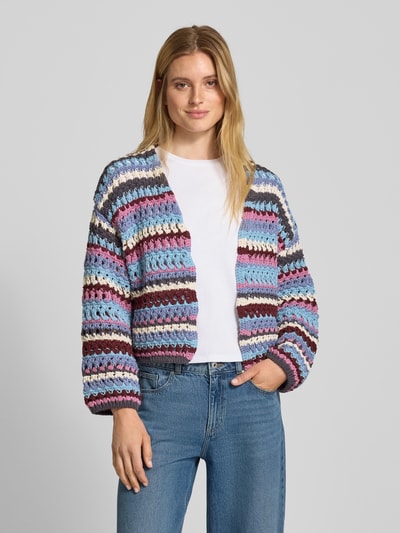 Jake*s Casual Strickjacke in Crochet-Optik Bleu 4