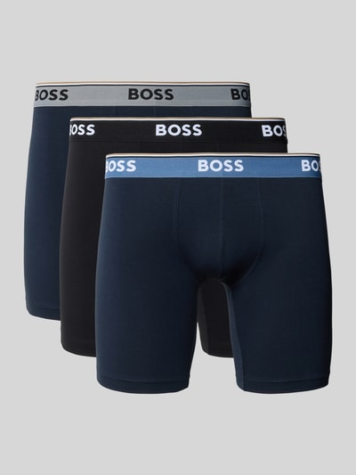 Produktfoto, drei Pant & Trunk aus Baumwoll-Mix im 3er-Pack Modell 'BOXERBRLONG 3P POWER' von BOSS in Blau und Schwarz, Herren Pant & Trunk von BOSS