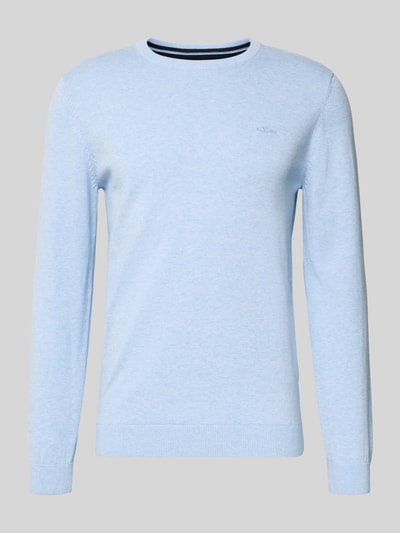 Produktfoto, Regular Fit Pullover aus reiner Baumwolle von s.Oliver RED LABEL, jasnoniebieski, melange, dzianina z bawełny, okrągły dekolt, długie rękawy, ściągacze