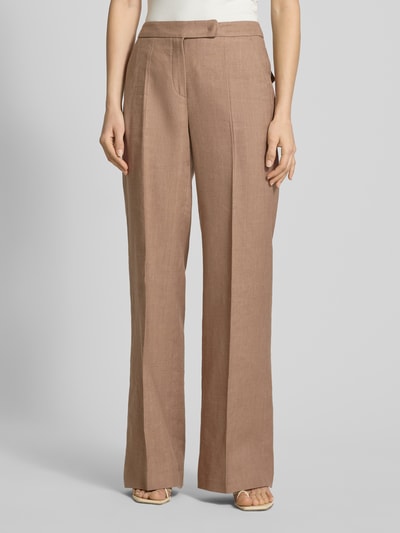 Windsor Lniane spodnie o kroju slim fit z kantem Orzechowy 4