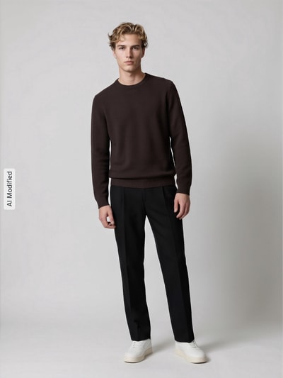 Marc O'Polo DENIM Regular Fit Pullover aus reiner Baumwolle Dunkelbraun 1